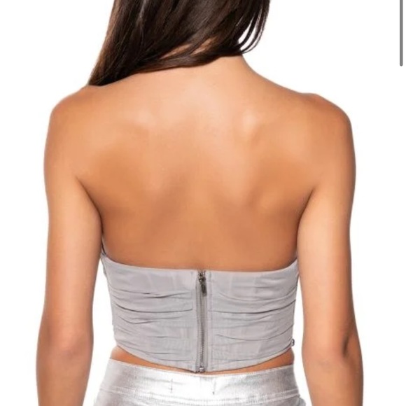 Silver Sequin Corset Top - Picture 3 of 7